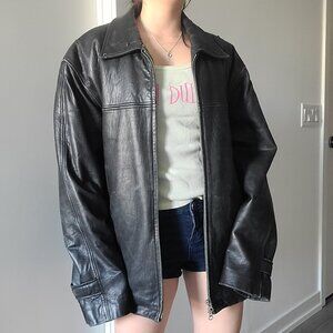 Daniel Two-Way Zip Oversized Leather Jacket